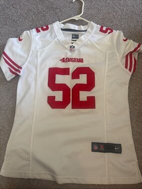 Nike White and Red 49ers #52 Football Jersey